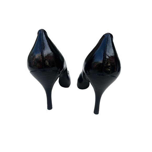 BCBGirls 8.5 M Heels Peep Toe Black Patent Leather Dressy 2" Block Heels - Picture 2 of 14